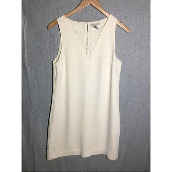 Womens H&M Dress V Neck Modesty Lace Paneling Bachelorette Party Wedding White - Picture 1 of 6